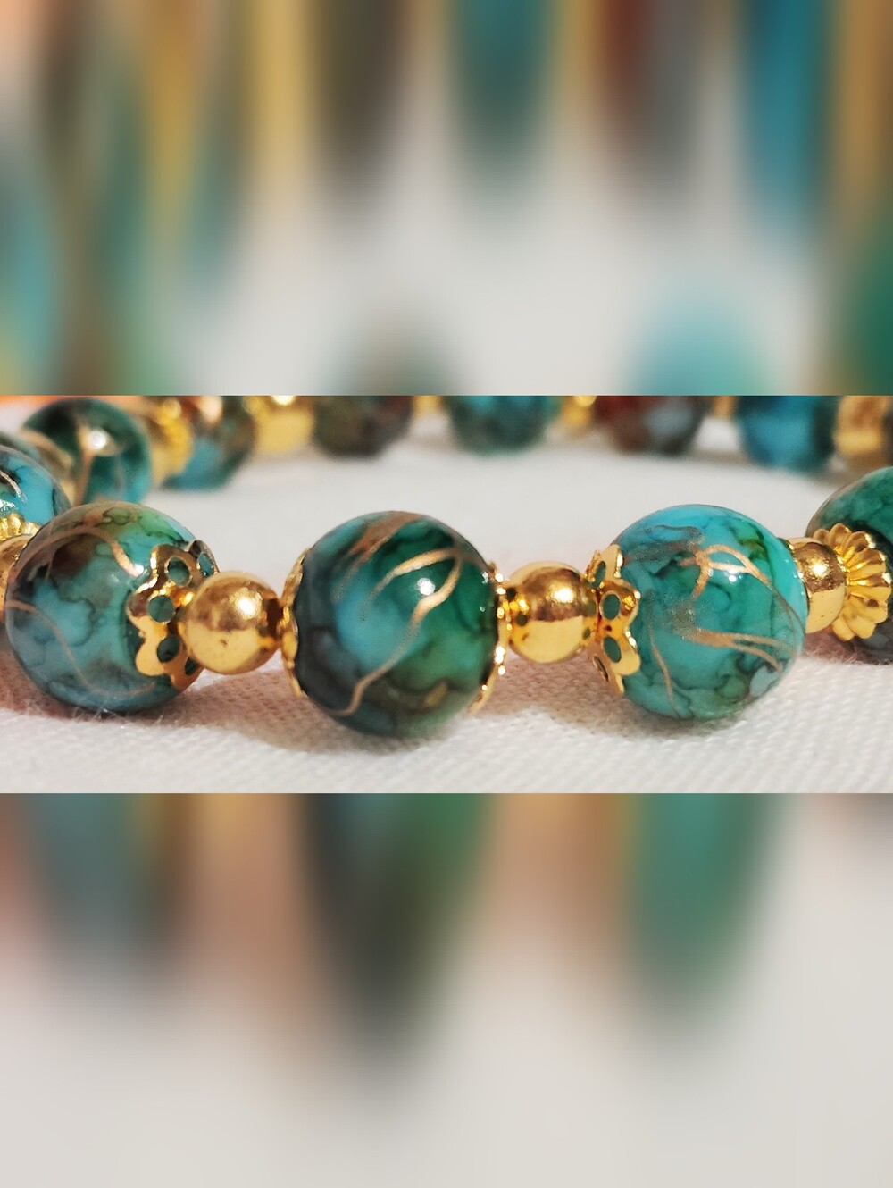 Handmade Glass Bracelet One Of A Kind. Cyan Mix And Blue. Lot Of 3 Size 7'' - Picture 14 of 17